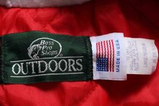 画像4: 90s USA製 Bass Pro Shops フード付き キルティングライナー ナイロンジャケット 赤 L (4)