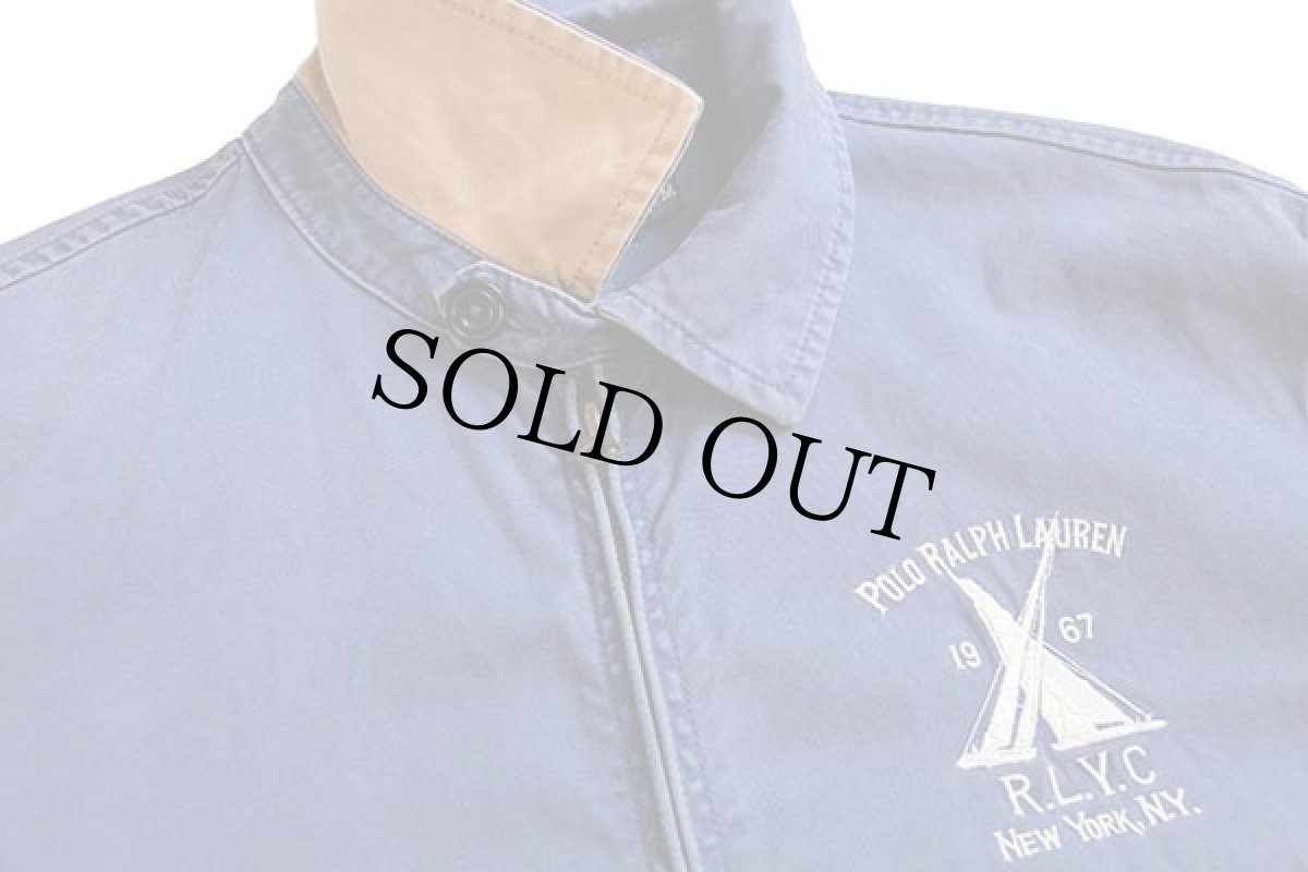 画像3: ポロ ラルフローレン ヨット 刺繍 チンスト付き コットンジャケット 紺 フェード M (3)