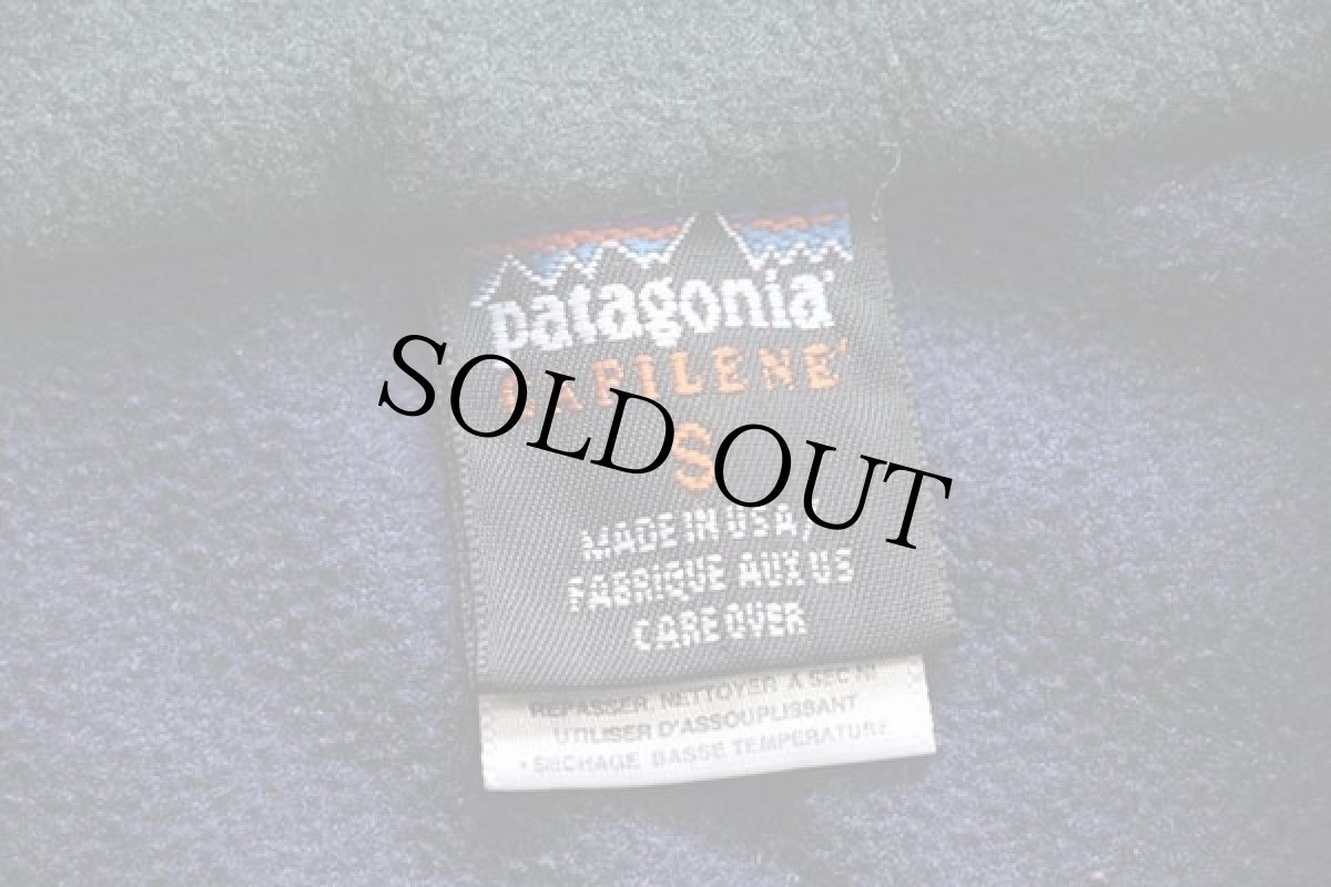 画像4: 90s USA製 patagoniaパタゴニア CAPILENEキャプリーン ハイネック ハーフジップ インナー フリース 紺 S (4)