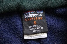 画像4: 90s USA製 patagoniaパタゴニア CAPILENEキャプリーン ハイネック ハーフジップ インナー フリース 紺 S (4)