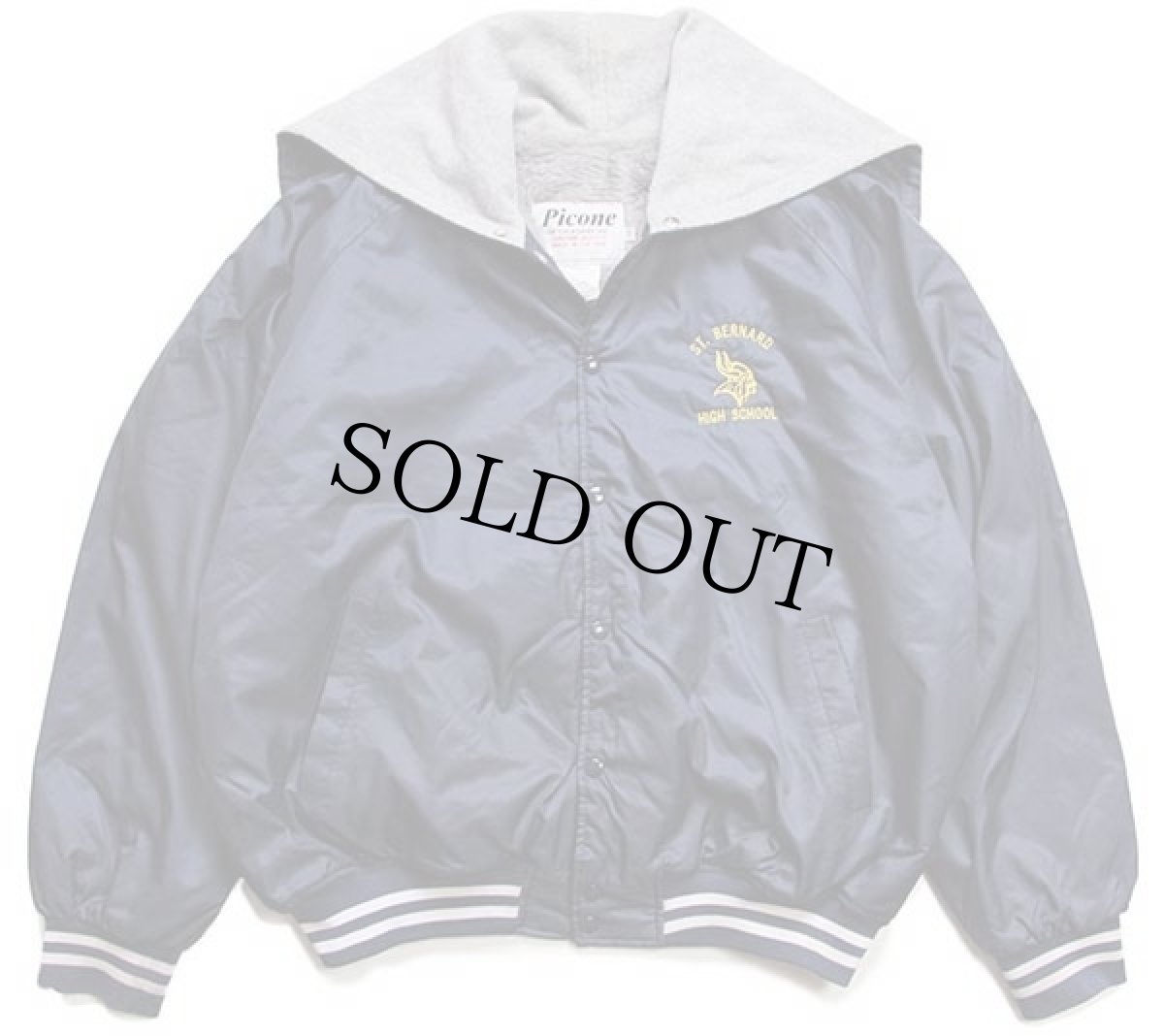 画像3: 90s USA製 ST.BERNARD HIGH SCHOOL 刺繍 ボアライナー ナイロンパーカー 紺 3X (3)