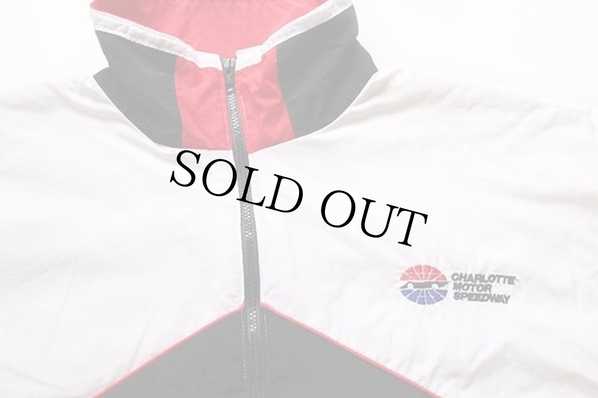 画像3: 90s USA製 CHARLOTTE MOTOR SPEEDWAY 刺繍 マルチカラー 切り替え キルティングライナー ナイロン レーシングジャケット L (3)