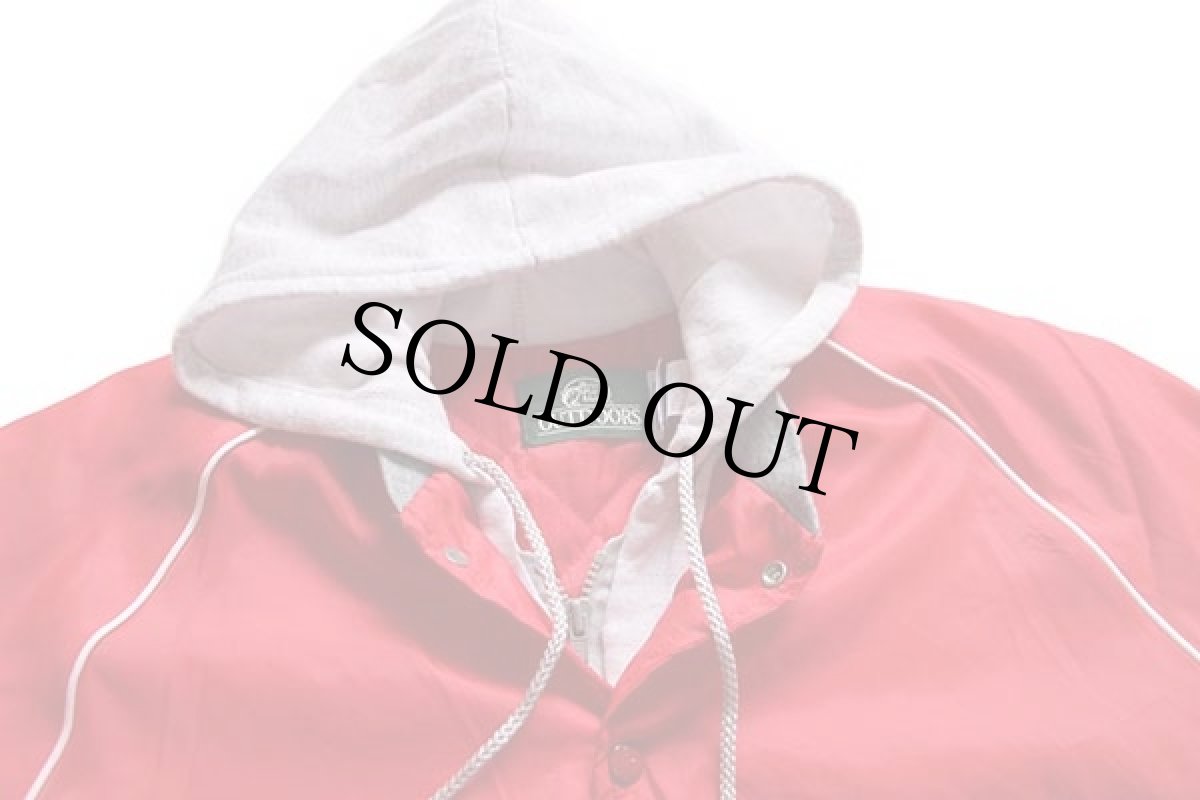 画像3: 90s USA製 Bass Pro Shops フード付き キルティングライナー ナイロンジャケット 赤 L (3)