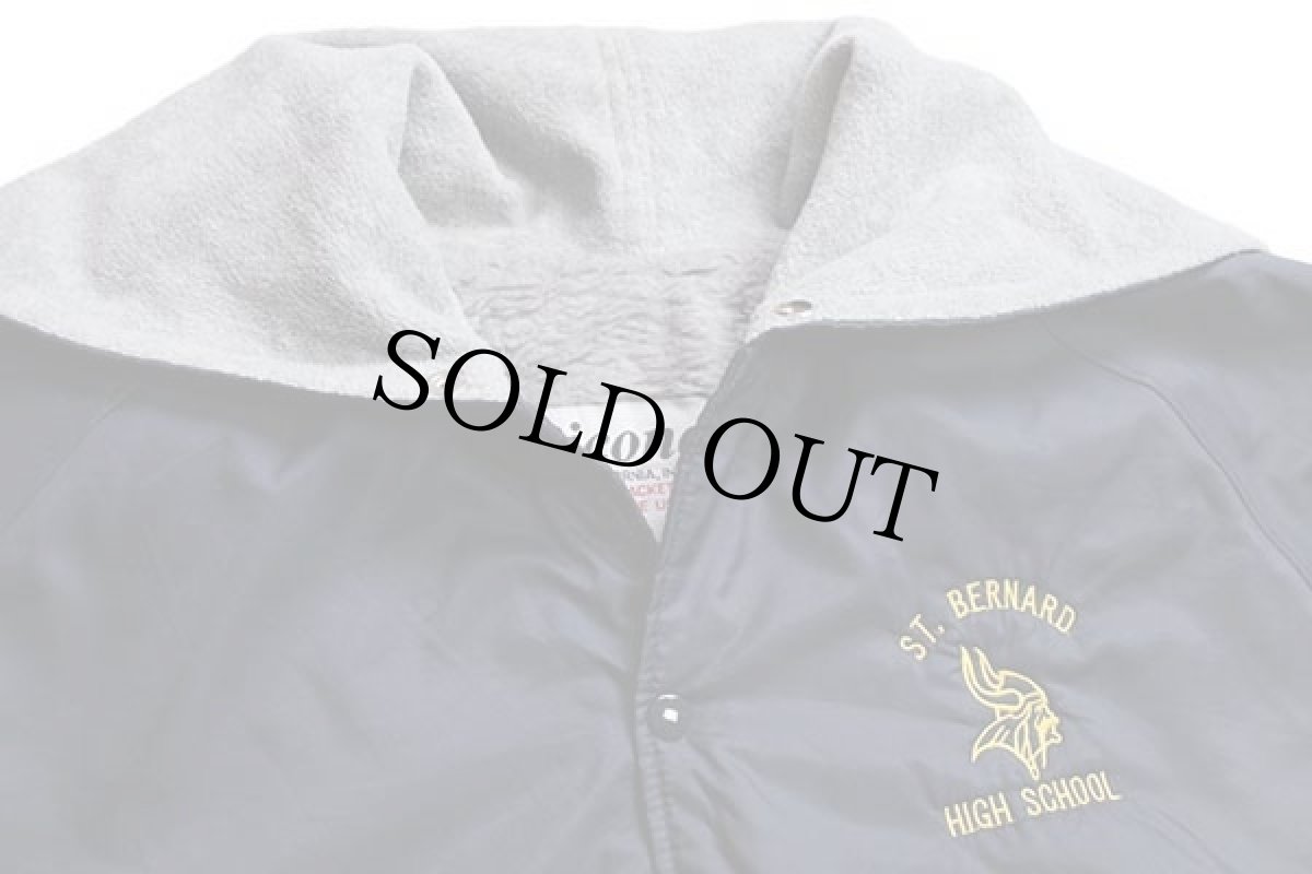 画像4: 90s USA製 ST.BERNARD HIGH SCHOOL 刺繍 ボアライナー ナイロンパーカー 紺 3X (4)