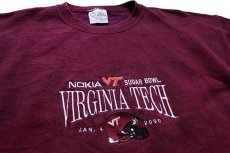 画像3: 90s USA製 The Cotton Exchange VIRGINIA TECH NOKIA アメフト 刺繍 スウェット ワインレッド L (3)