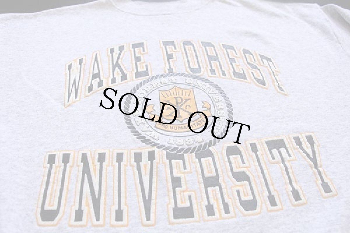画像3: 90s USA製 WAKE FOREST UNIVERSITY 発泡プリント スウェット 杢ライトグレー XXL (3)