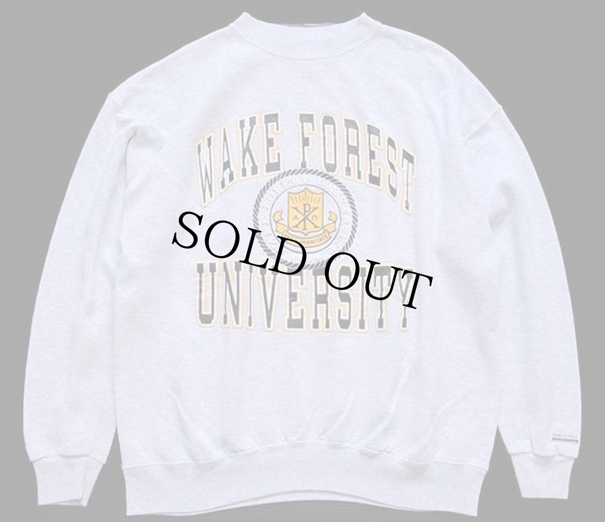 画像1: 90s USA製 WAKE FOREST UNIVERSITY 発泡プリント スウェット 杢ライトグレー XXL (1)