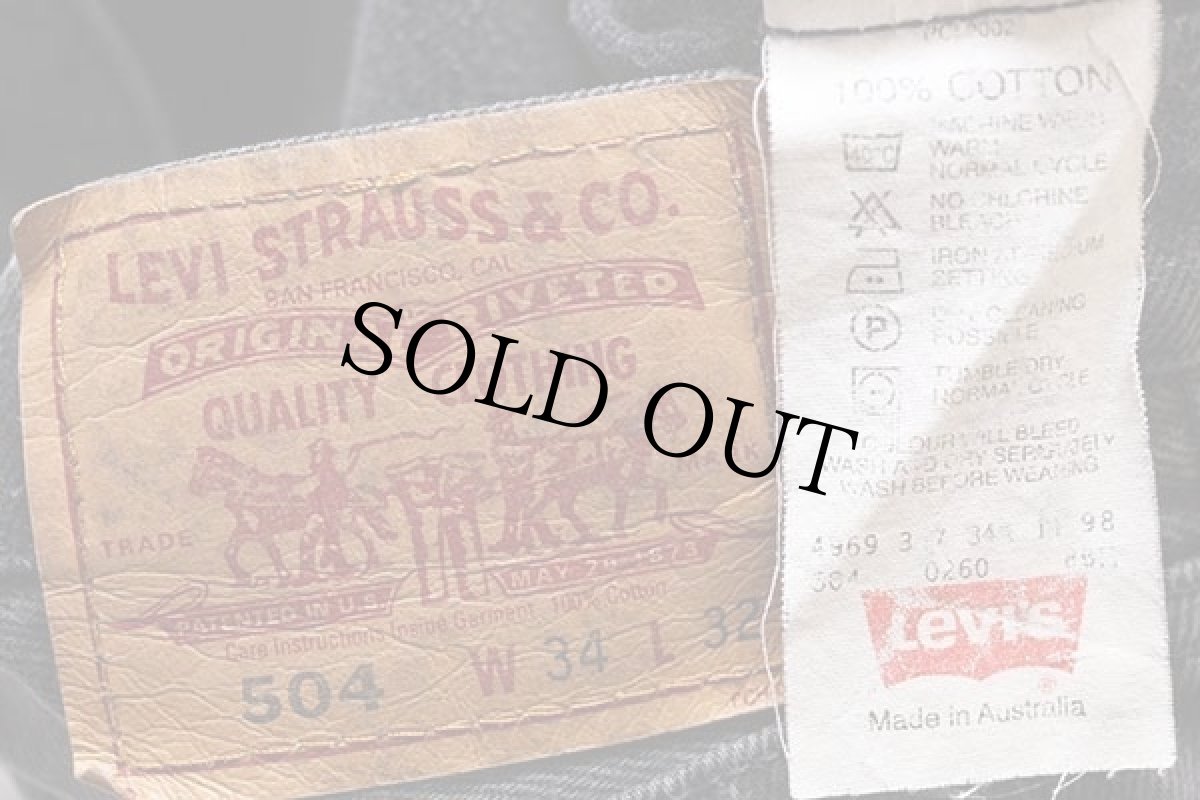 画像6: 90s オーストラリア製 Levi'sリーバイス 504 ブラック デニムパンツ w34 L32 (6)