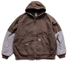 画像1: メキシコ製 carharttカーハート パッチ付き ツートン 切り替え キルティングライナー コットン アクティブジャケット パーカー 2XL (1)