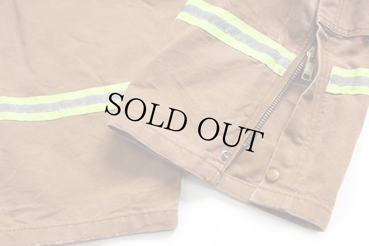 画像9: 00s メキシコ製 carharttカーハート リフレクター付き ダック地 ダブルニー オーバーオール 茶 w54 L32 (9)