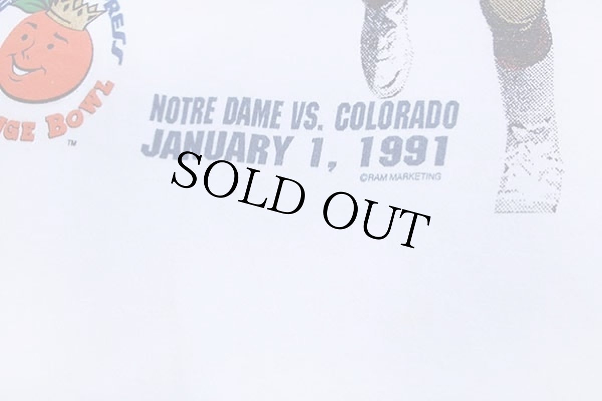 画像4: 90s USA製 Leeリー NOTRE DAME ORANGE BOWL アメフト 発泡プリント スウェット 白 XL (4)