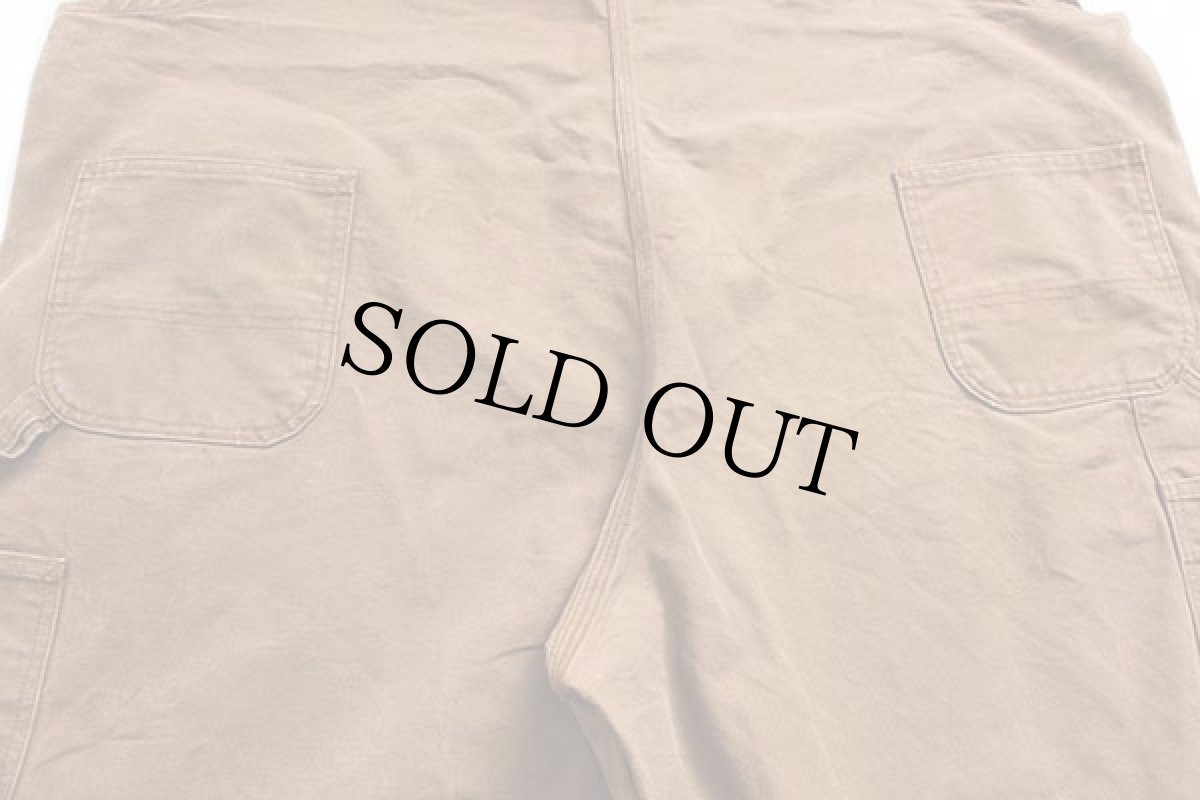 画像6: 00s メキシコ製 carharttカーハート リフレクター付き ダック地 ダブルニー オーバーオール 茶 w54 L32 (6)