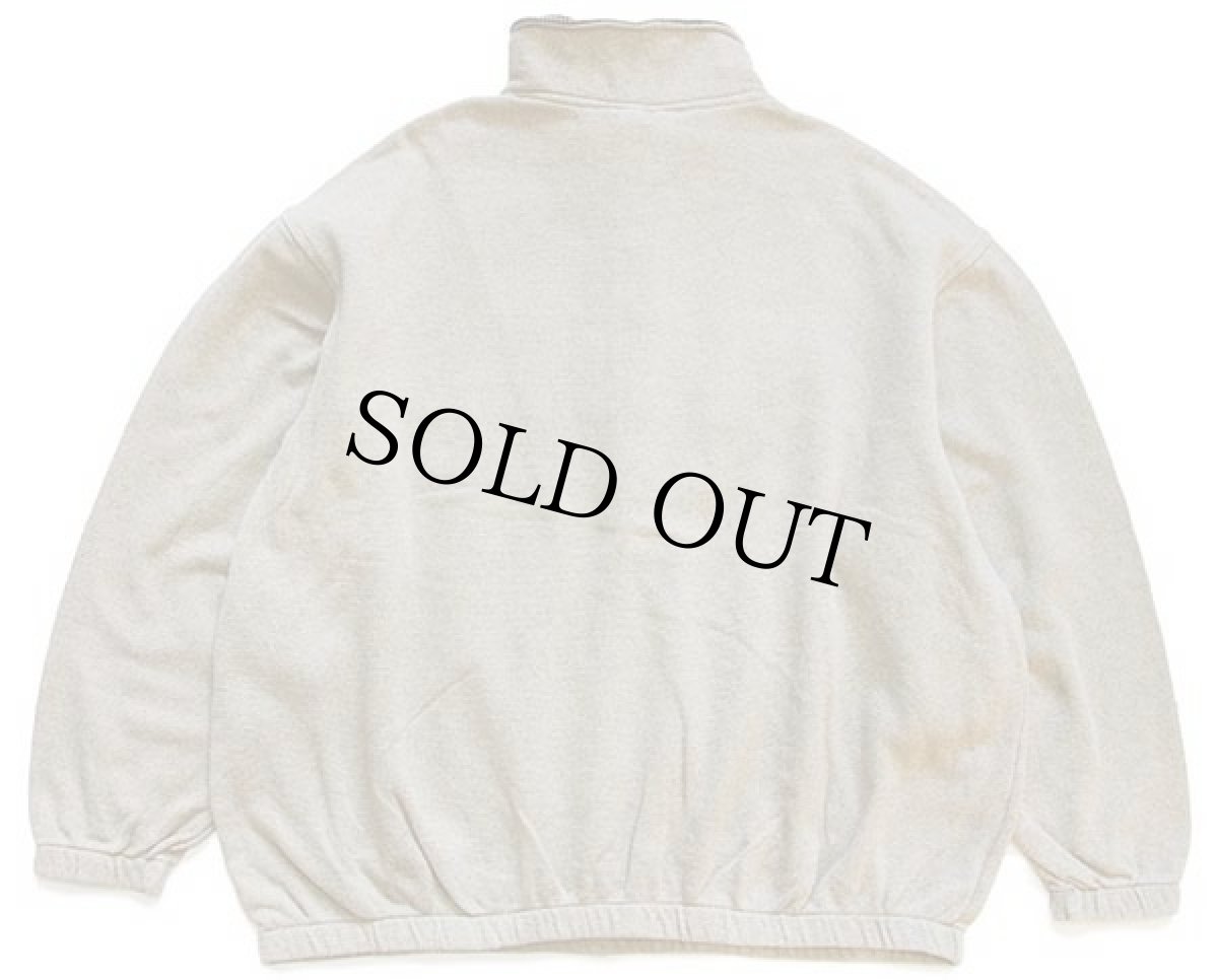 画像2: カナダ製 Canada TORONTO 刺繍 レイヤード モックネック ハーフジップ スウェット 杢ベージュ XL (2)