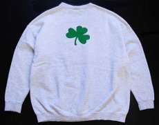 画像2: 90s USA製 Leeリー NOTRE DAME FIGHTING IRISH クローバー 両面プリント スウェット 杢ライトグレー 2XL (2)
