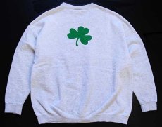 画像2: 90s USA製 Leeリー NOTRE DAME FIGHTING IRISH クローバー 両面プリント スウェット 杢ライトグレー 2XL (2)