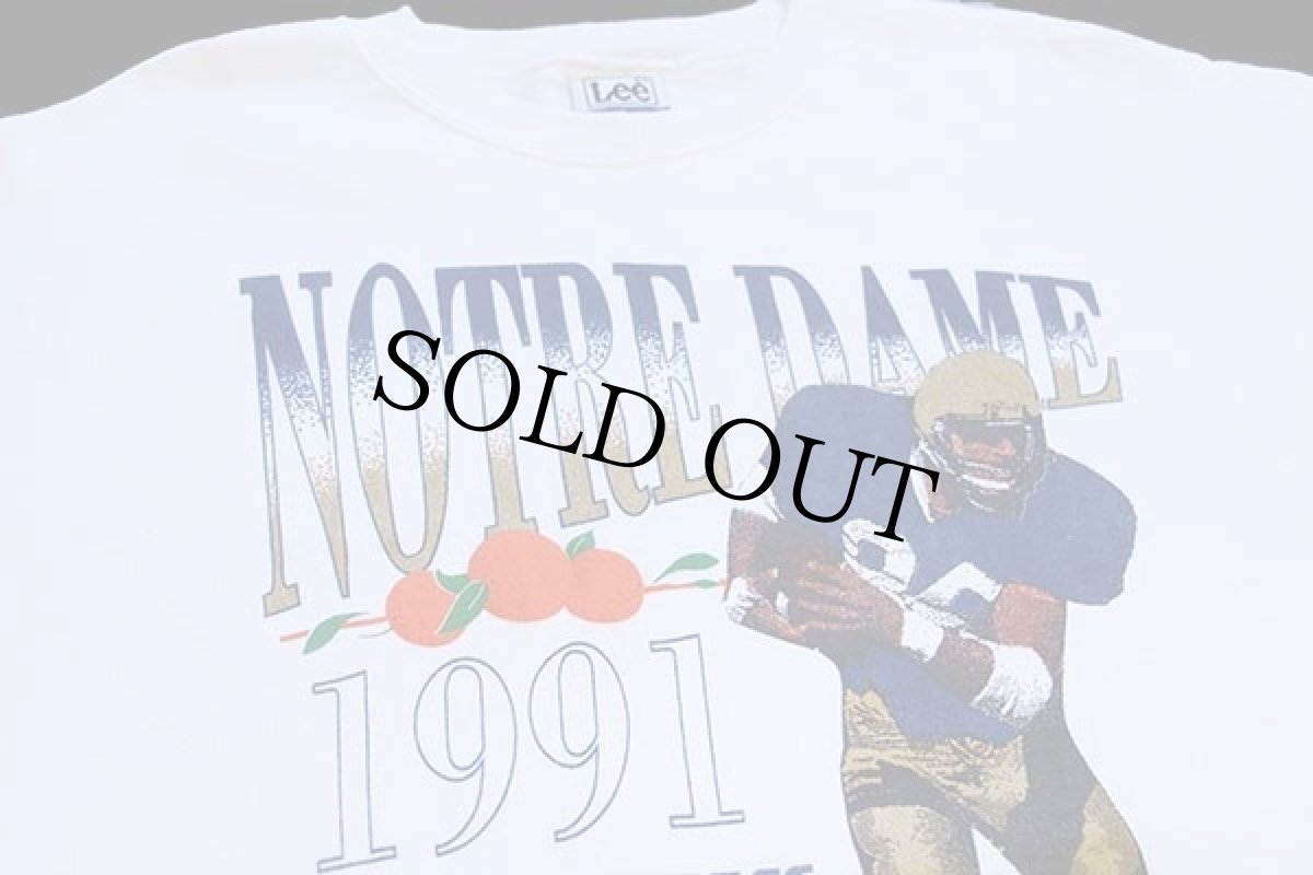 画像3: 90s USA製 Leeリー NOTRE DAME ORANGE BOWL アメフト 発泡プリント スウェット 白 XL (3)