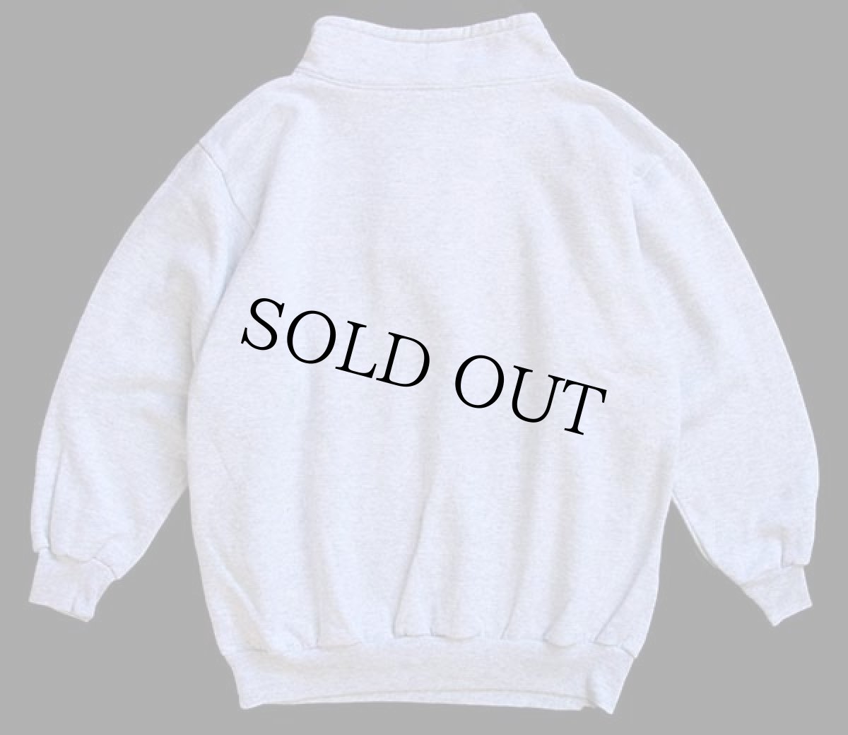 画像2: 90s USA製 ウルフ アート モックネック スウェット 杢ライトグレー M (2)