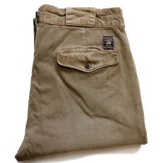 画像1: 00s ポロ ラルフローレン SLIM GI FIT ビンテージ加工 コットン チノパン オリーブドラブ w33 L30 (1)