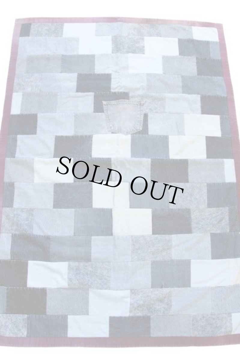 画像2: ハンドメイド デニム パッチワーク キルトラグ (2)