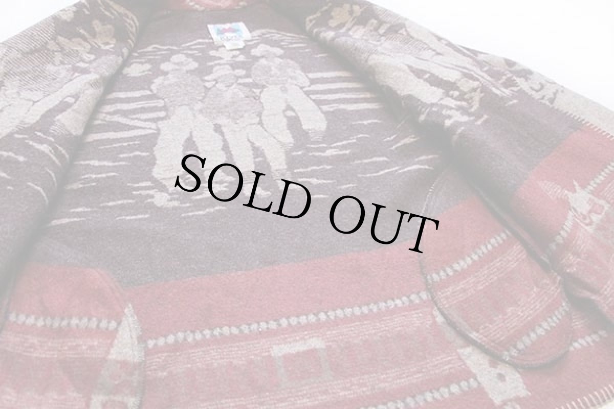 画像5: 90s USA製 WOODED RIVER カウボーイ柄 コンチョボタン ショールカラー ブランケット ジャケット L (5)