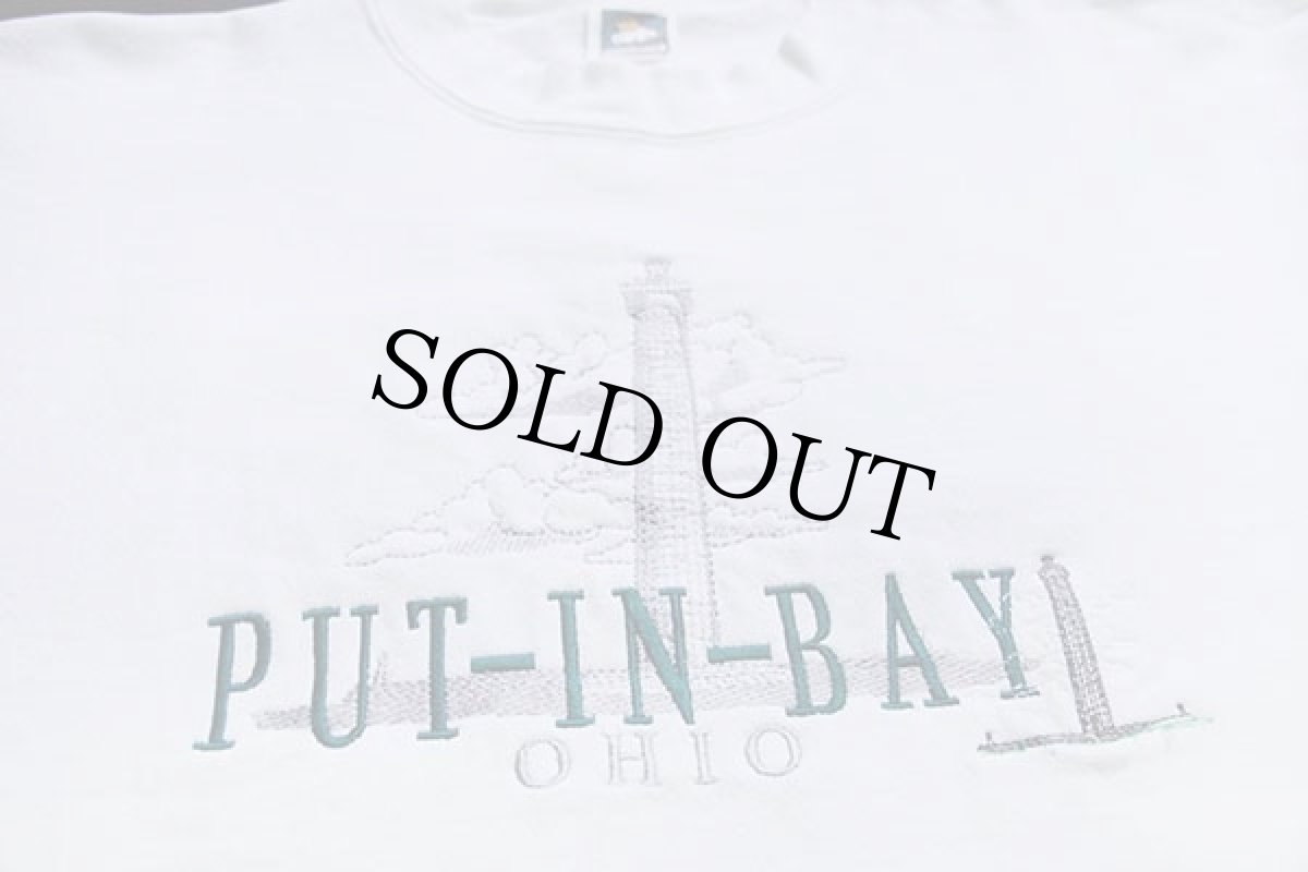 画像3: 90s USA製 PUT-IN-BAY OHIO 刺繍 スウェット 白 L (3)