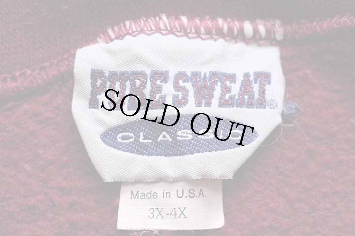 画像5: 90s USA製 Arkansas Razorbacks HAWGS ロゴ刺繍 前V スウェット ワインレッド 3X-4X (5)