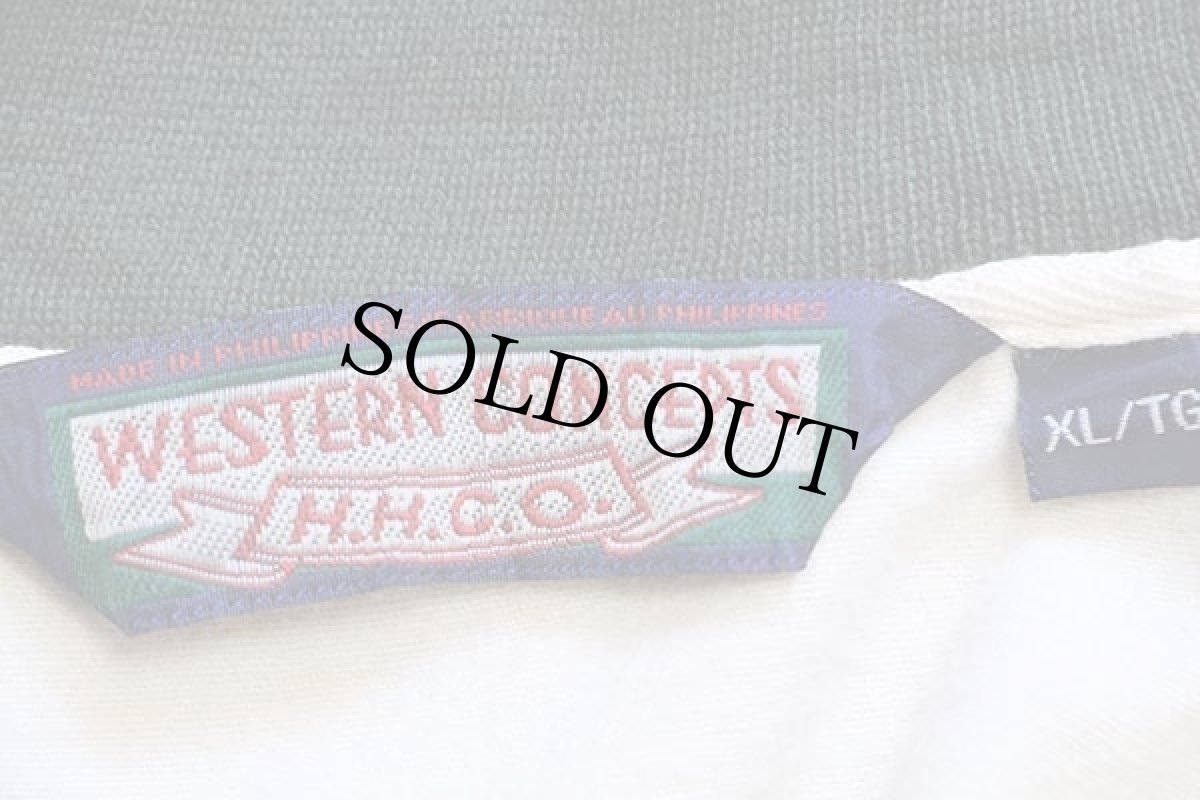 画像4: 90s ALBERTA POOL Edge 刺繍 カラーデニム スタジャン 生成り×緑 XL (4)