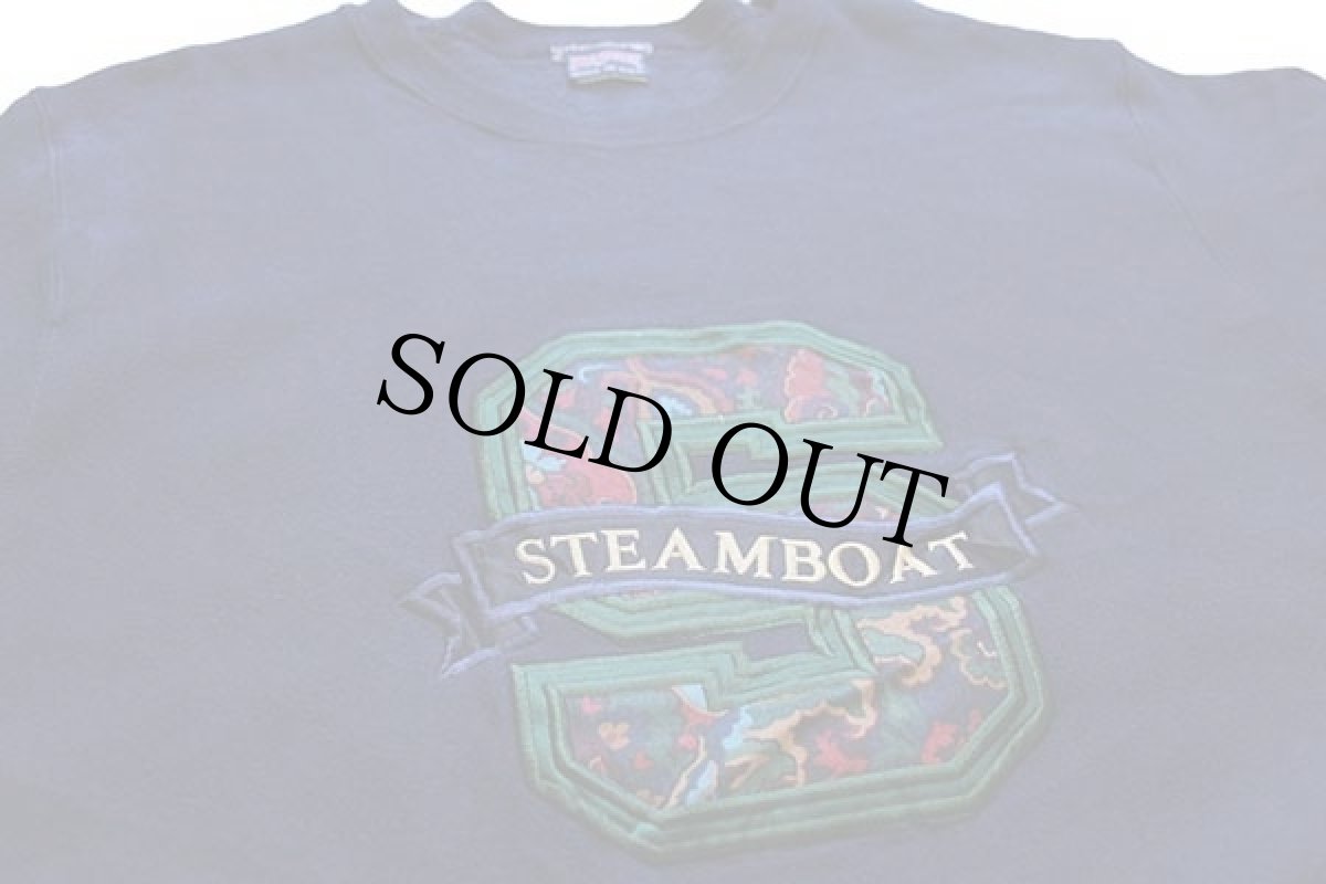 画像3: 90s USA製 JANSPORTジャンスポーツ STEAMBOAT アップリケ リバースウィーブ スウェット 紺 L (3)
