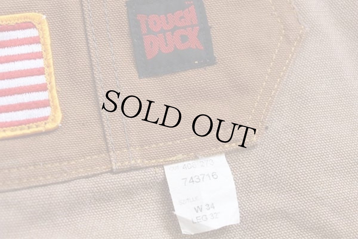 画像5: カナダ製 TOUGH DUCK 星条旗 パッチ付き ダック地 ダブルニー オーバーオール カスタム 茶 w34 L32 (5)