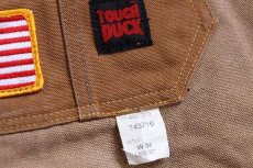 画像5: カナダ製 TOUGH DUCK 星条旗 パッチ付き ダック地 ダブルニー オーバーオール カスタム 茶 w34 L32 (5)