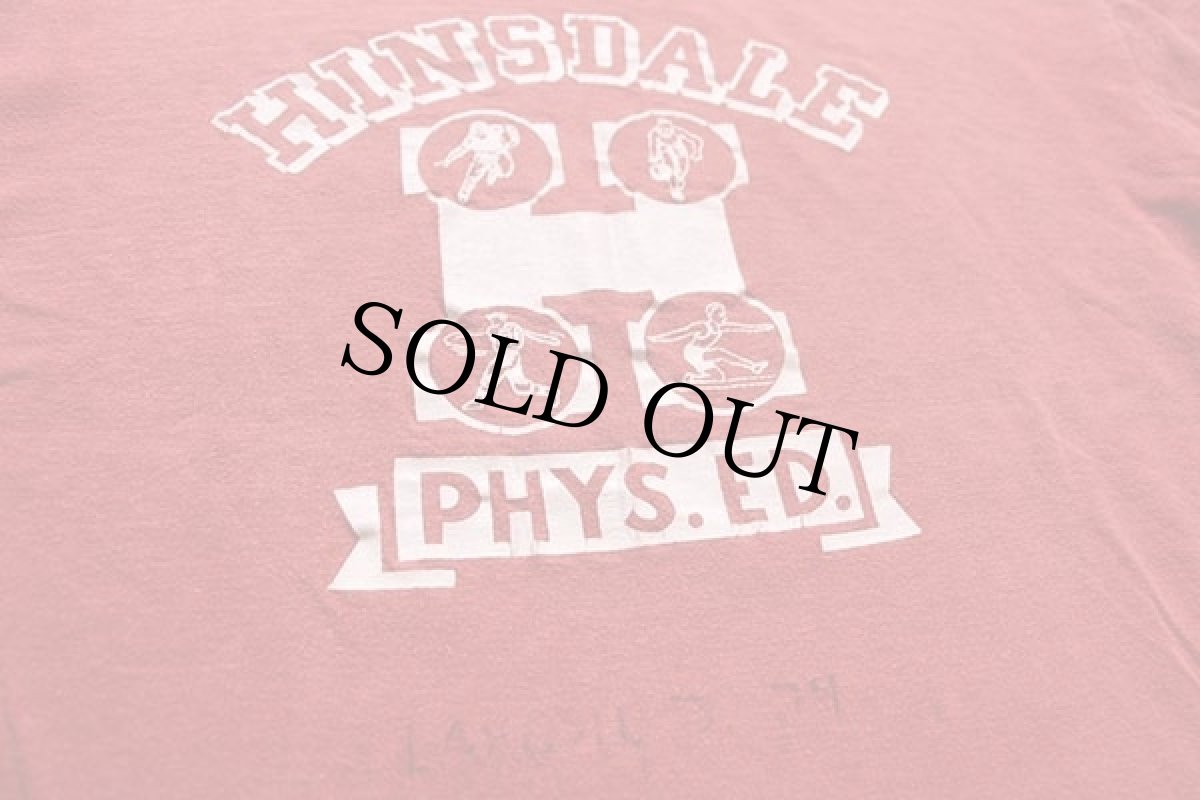 画像6: 60s CHAMPIONチャンピオン プロダクツ HINSDALE PHYS.ED. コットン リバーシブルTシャツ 赤×紺 フェード M (6)