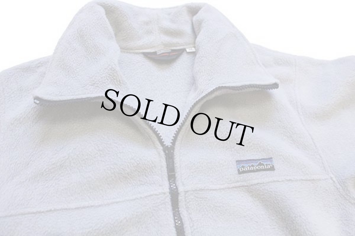 画像3: 80s USA製 patagoniaパタゴニア フルジップ フリースジャケット ライトグレー×紺 M (3)