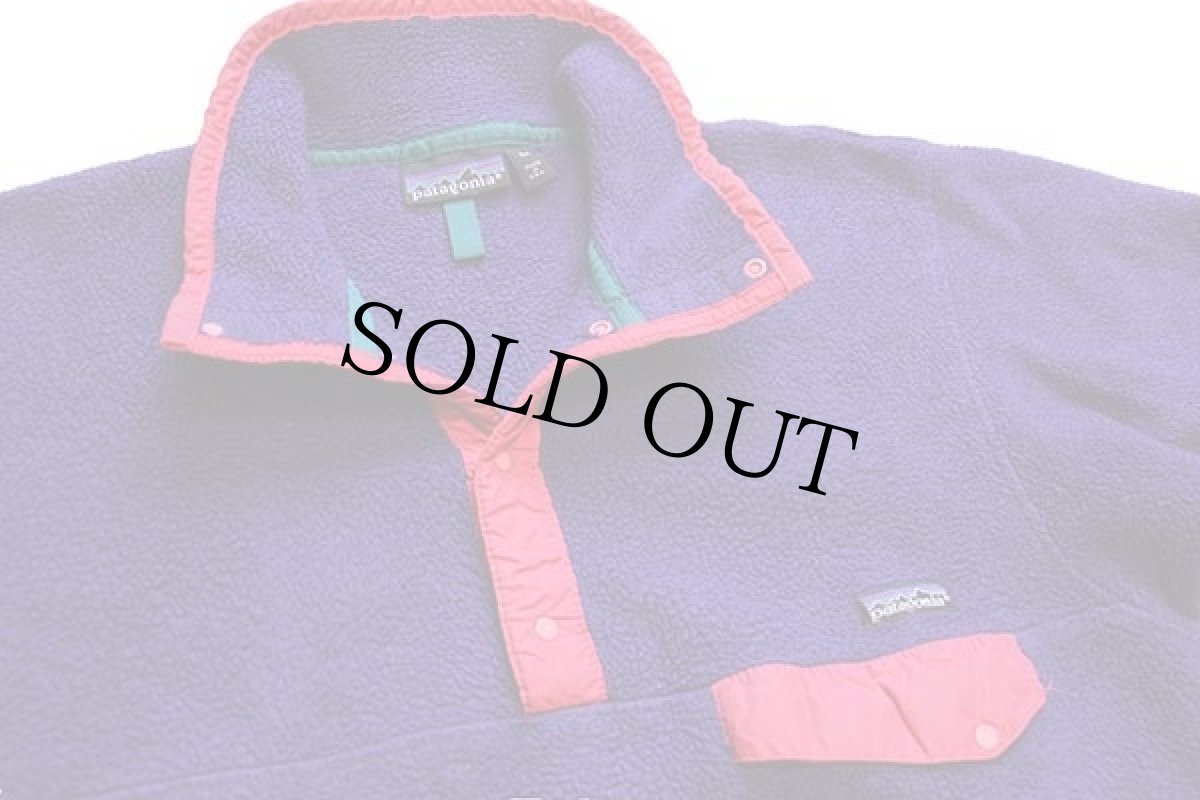 画像3: 90s USA製 patagoniaパタゴニア フリース スナップT エッグプラント M (3)