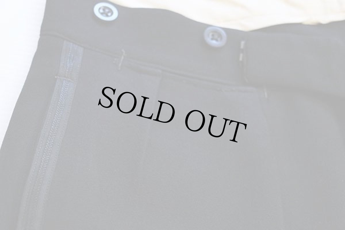 画像6: 50s UNKNOWN サイドライン ツータック スラックス ウールパンツ 黒 w36 (6)