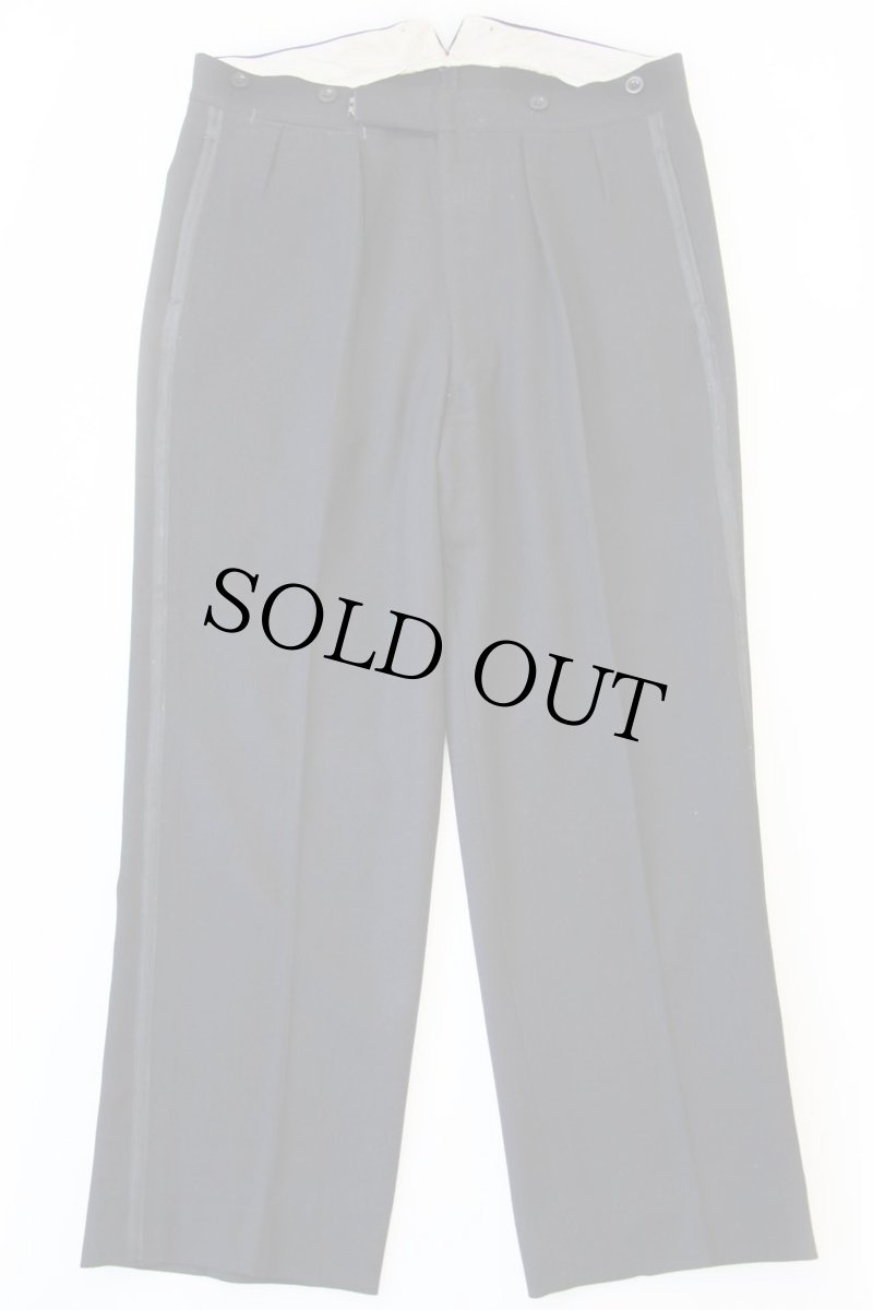 画像2: 50s UNKNOWN サイドライン ツータック スラックス ウールパンツ 黒 w36 (2)