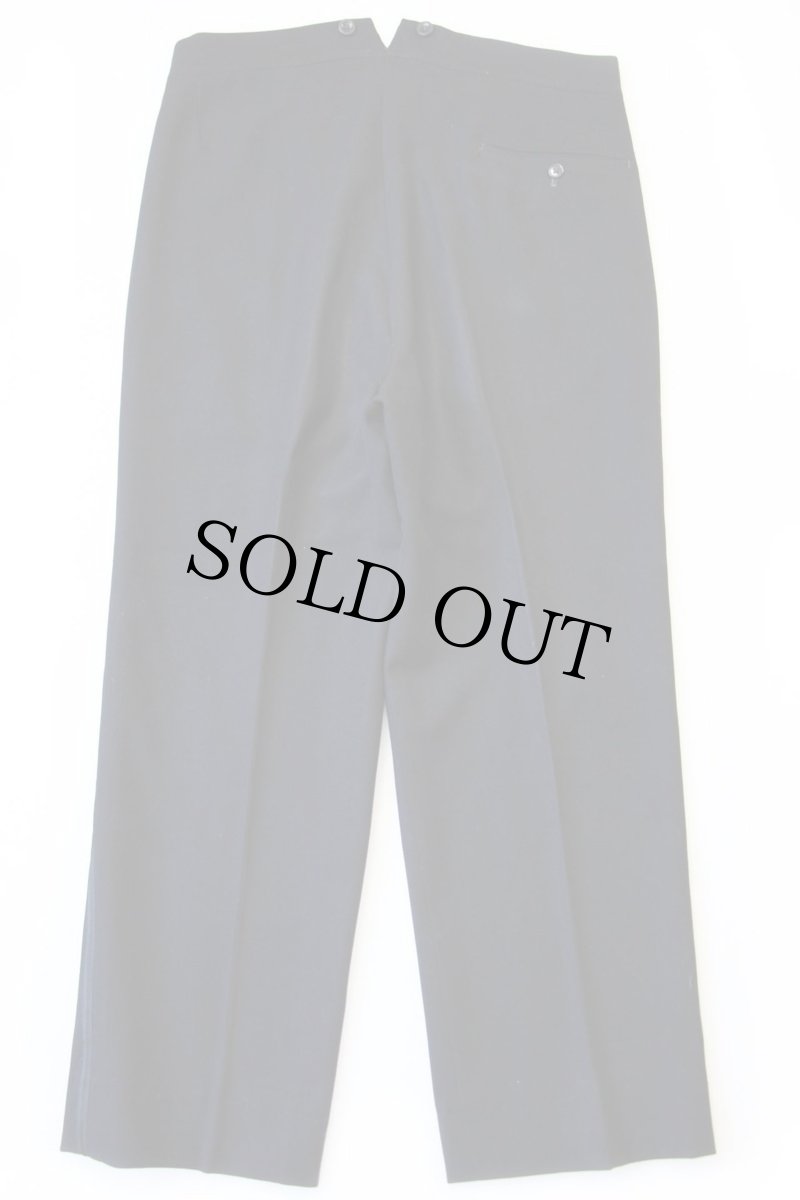 画像3: 50s UNKNOWN サイドライン ツータック スラックス ウールパンツ 黒 w36 (3)