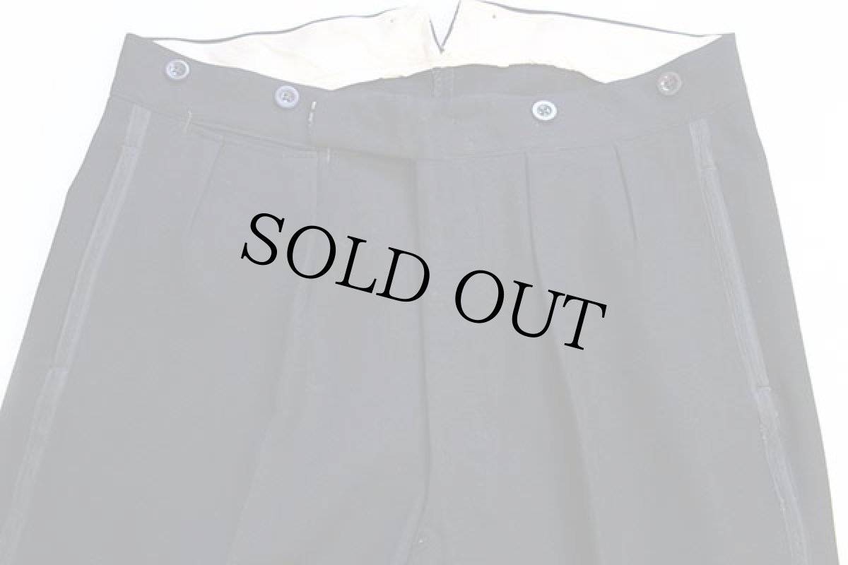 画像4: 50s UNKNOWN サイドライン ツータック スラックス ウールパンツ 黒 w36 (4)