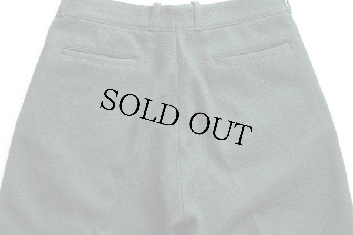 画像5: 80s UNKNOWN 無地 ウールパンツ 深緑 w34 (5)