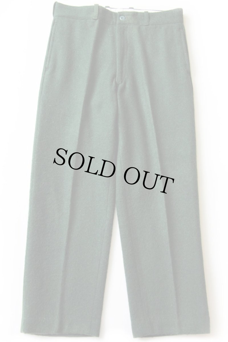 画像2: 80s UNKNOWN 無地 ウールパンツ 深緑 w34 (2)