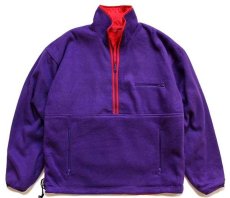 画像1: 90s GAPギャップ グリセードタイプ リバーシブル ハーフジップ プルオーバー ナイロン×フリースジャケット 赤×紫 (1)
