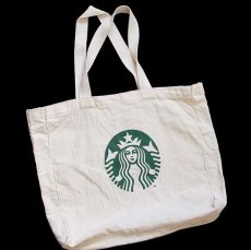 画像1: STARBUCKS COFFEE スターバックス コーヒー ロゴ コットン キャンバス トートバッグ エコバッグ ナチュラル (1)