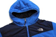 画像7: THE NORTH FACEノースフェイス ツートン リバーシブル 中綿入り POLARTEC フリース×ナイロン パーカー 青×紺 BOY'S XL (7)