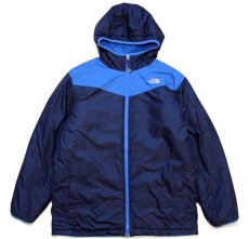 画像3: THE NORTH FACEノースフェイス ツートン リバーシブル 中綿入り POLARTEC フリース×ナイロン パーカー 青×紺 BOY'S XL (3)