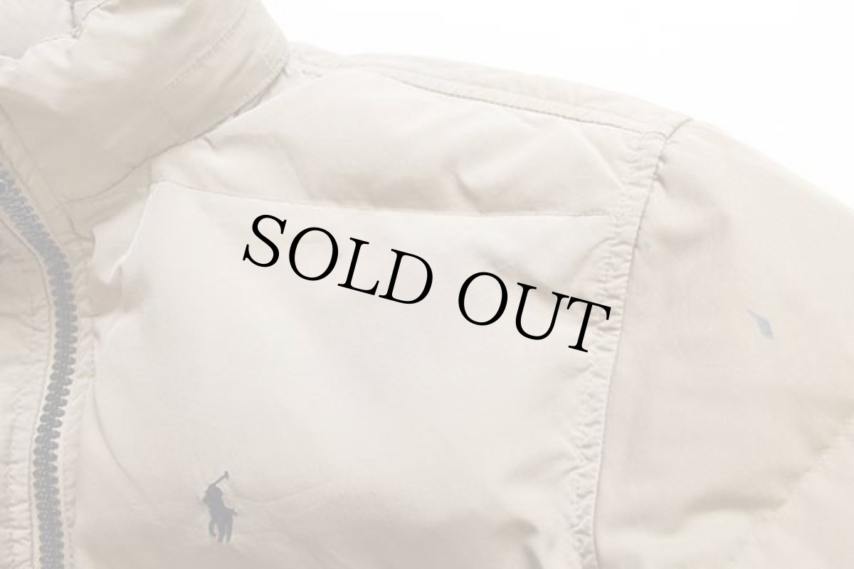 画像6: 90s ポロ ラルフローレン ワンポイント ナイロン ダウンジャケット ベージュ ボーイズL (6)