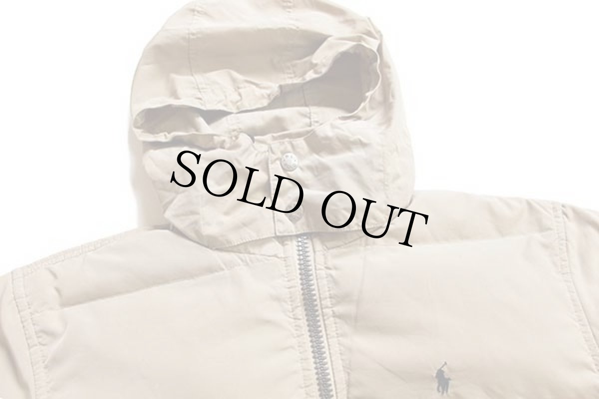 画像3: 90s ポロ ラルフローレン ワンポイント ナイロン ダウンジャケット ベージュ ボーイズL (3)