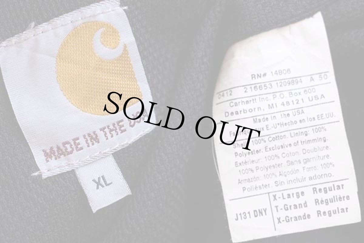 画像4: USA製 carharttカーハート ダック地 アクティブジャケット パーカー 濃紺 XL (4)