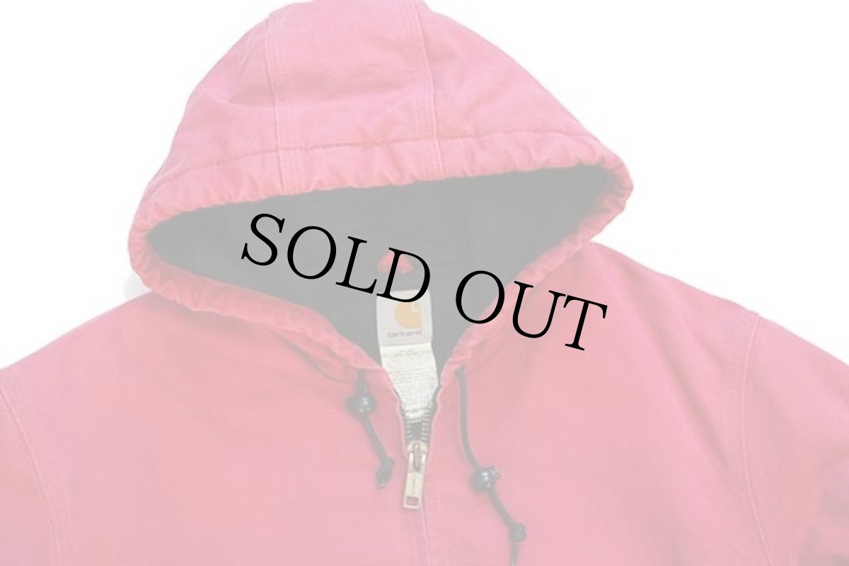 画像3: メキシコ製 carharttカーハート キルティングライナー ダック地 アクティブジャケット パーカー 赤 フェード L (3)