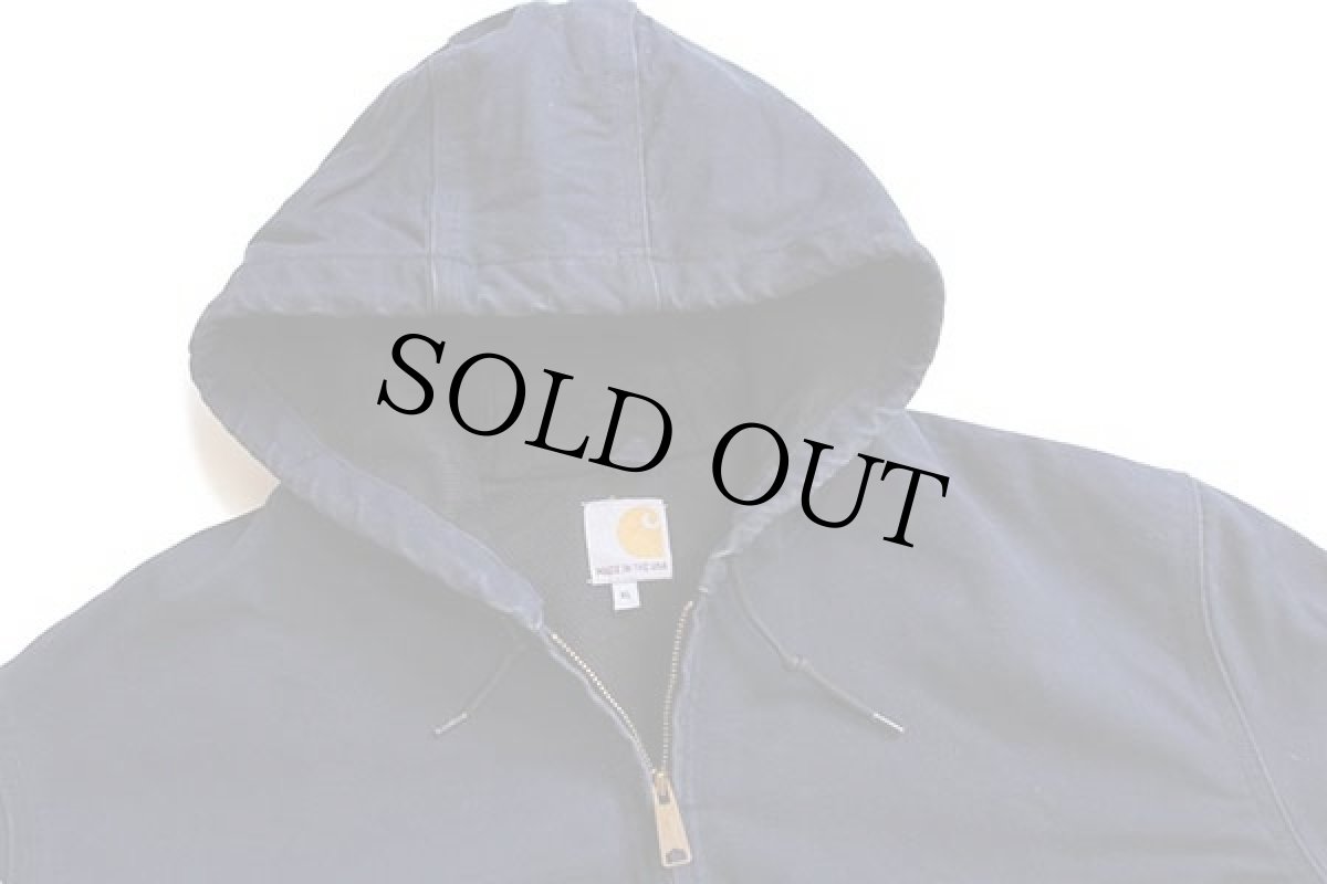 画像3: USA製 carharttカーハート ダック地 アクティブジャケット パーカー 濃紺 XL (3)