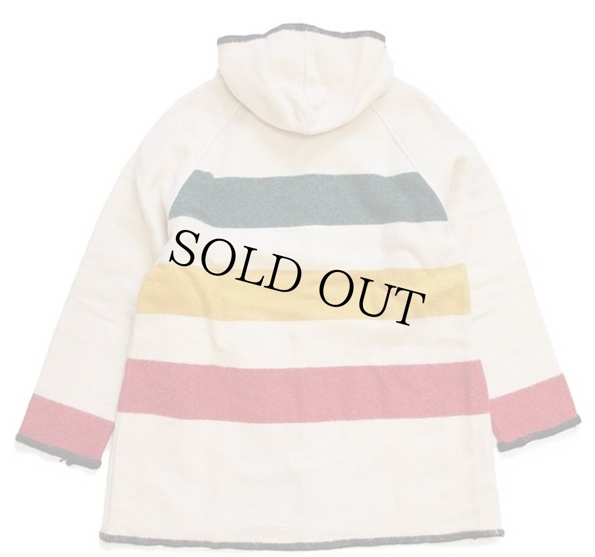 画像2: 70s USA製 Woolrichウールリッチ マルチボーダー フーデッド ウール ブランケット コート W-L★ハドソンズベイ (2)