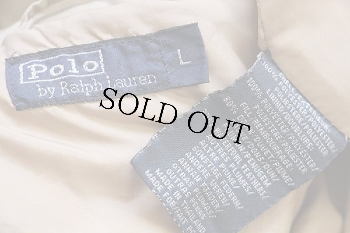 画像4: 90s ポロ ラルフローレン ワンポイント ナイロン ダウンジャケット ベージュ ボーイズL (4)